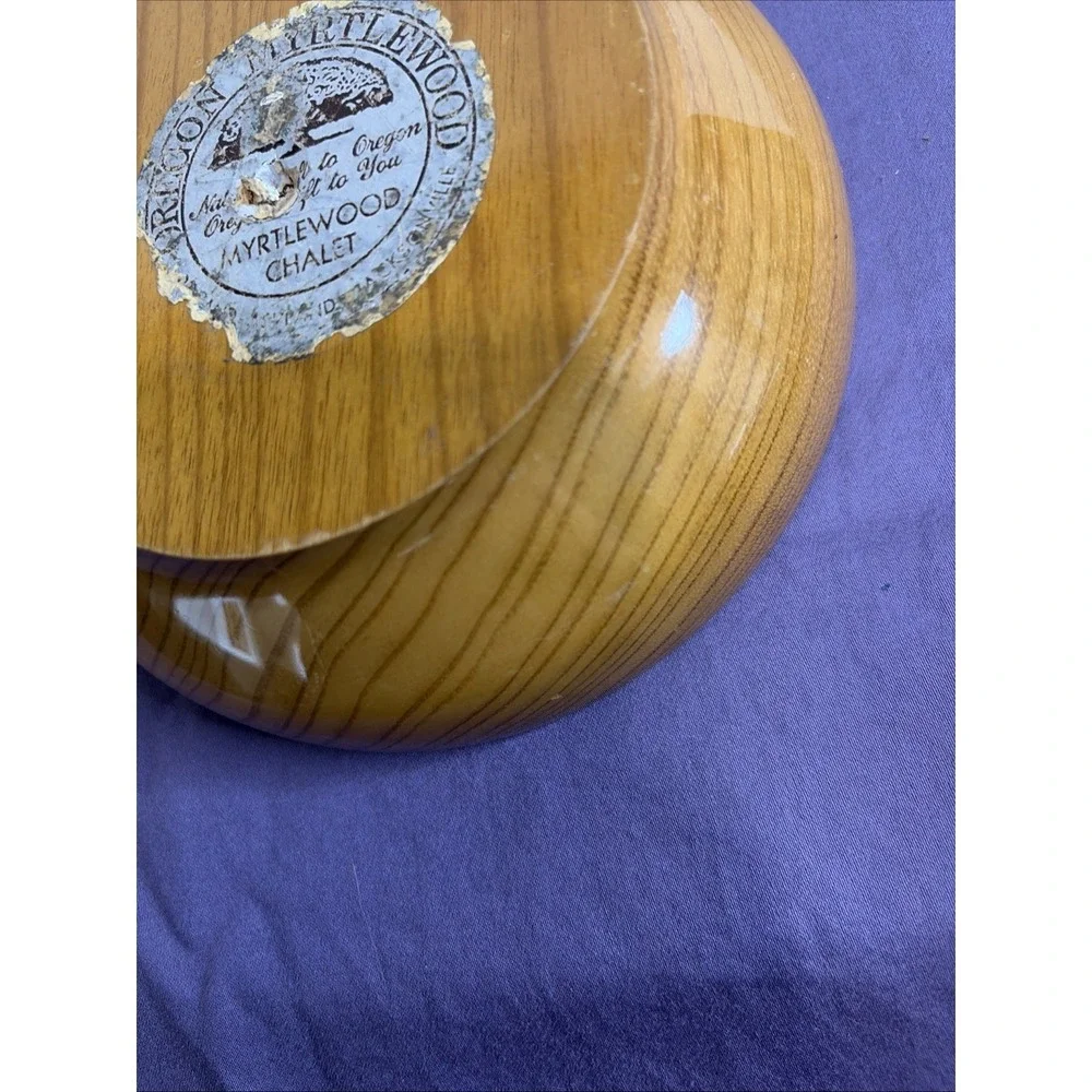 Vintage Oregon Myrtlewood Chalet Lidded Bowl Hand Turned Mid Century Modern